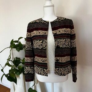 Vintage 100% Silk Tapestry Print Light Jacket Size 8 Petite Fits Regular M